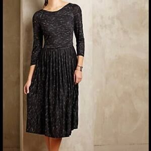 Anthropologie Black Lined MIDI Dress Small